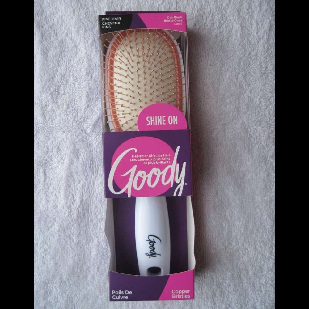 Goody Oval Cushion Copper Stiff Metal Pin Wire Bristles Shine On Fine Hair Brush